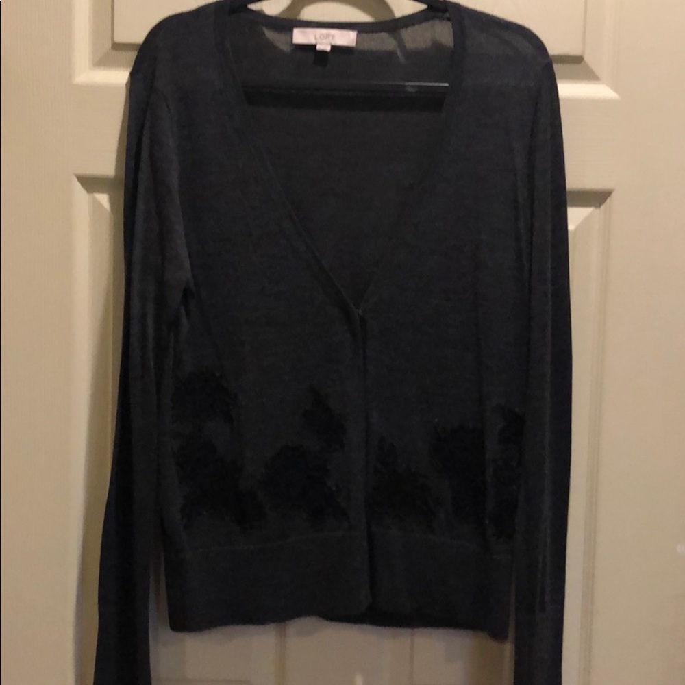 Loft cardigan with lace detail